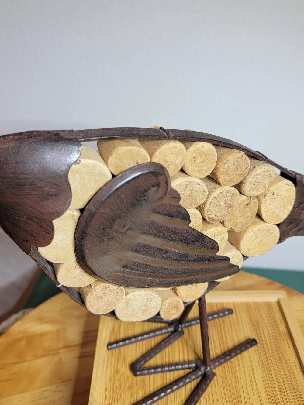 Source Unknown Brown and Natural Wood Bird Ornament